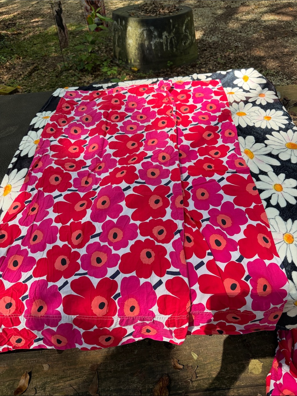 Marimekko Pink and Red Unikko Floral king pillowcases TWO